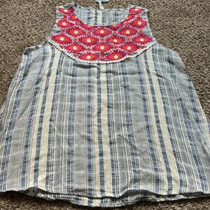 NWT cute tank blouse with embroidery detail